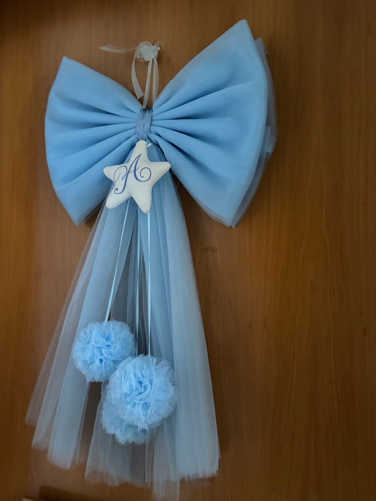 Fiocco nascita in tulle con iniziale