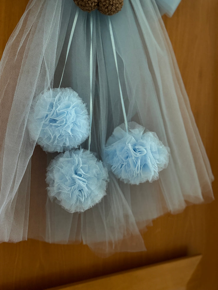 Fiocco nascita in tulle con teddy pelliccioso