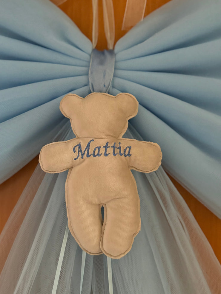 Fiocco nascita in tulle con teddy in velluto