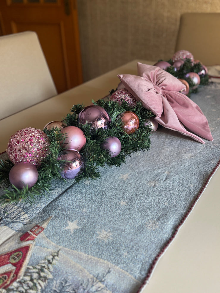 Tralcio Rosa e Glicine con Fiocco Rosa