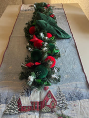 Tralcio Rosso e Verde con Stelle e Fiocco Rosso