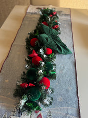 Tralcio Rosso e Verde con Stelle e Fiocco Rosso