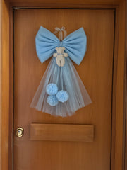 Fiocco nascita in tulle con teddy in velluto
