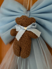 Fiocco nascita in tulle con teddy pelliccioso