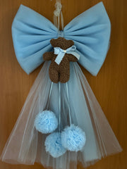 Fiocco nascita in tulle con teddy pelliccioso
