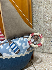 Ferma porta handmade  a forma di barca a vela