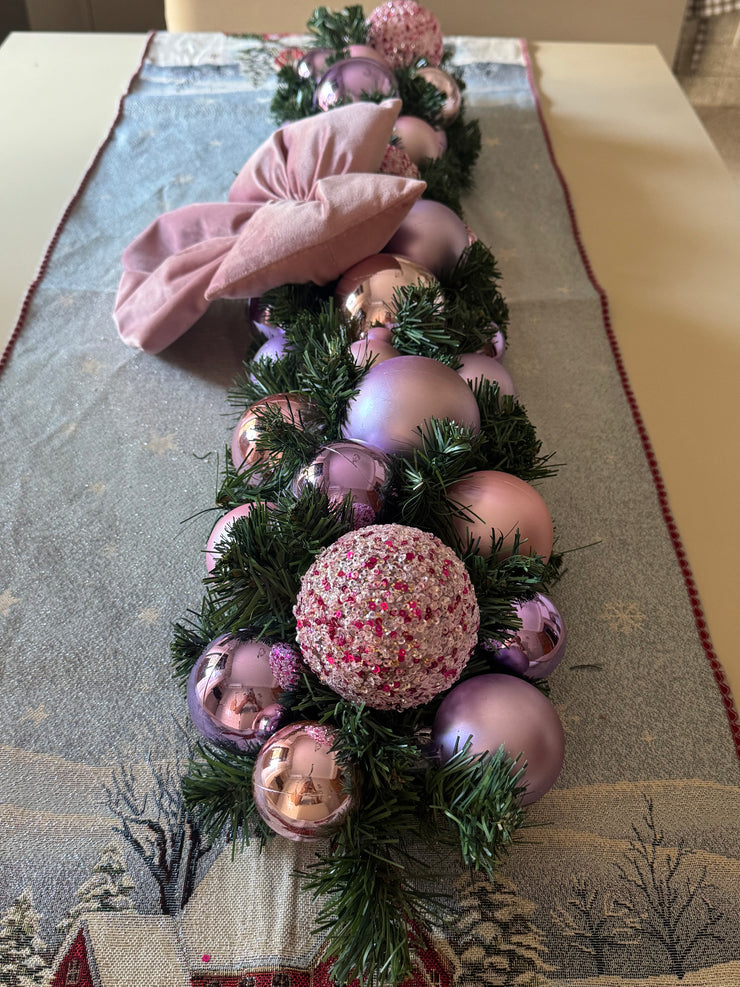 Tralcio Rosa e Glicine con Fiocco Rosa