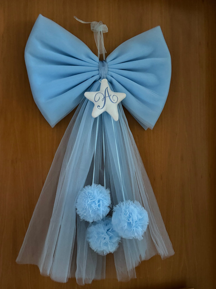 Fiocco nascita in tulle con iniziale