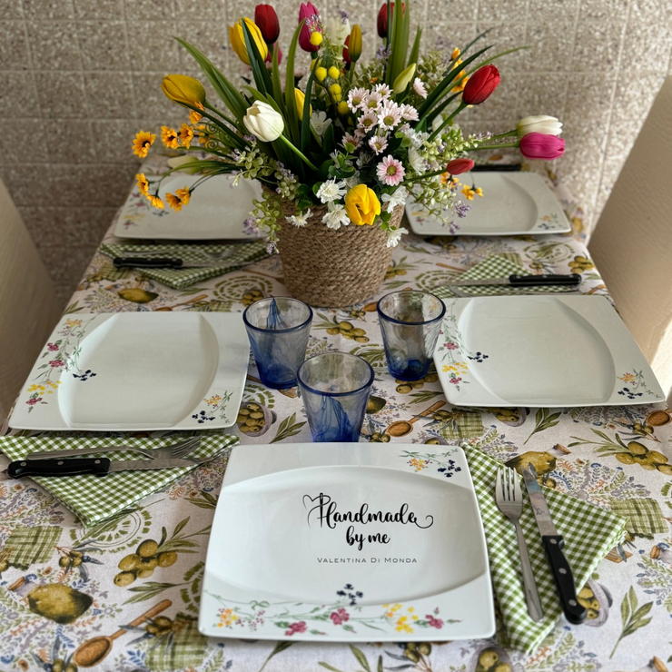 Set cucito per la cucina stampa olive