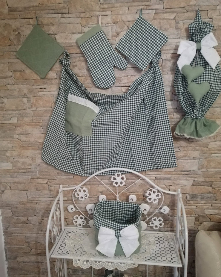 Set cucina a quadretti verde