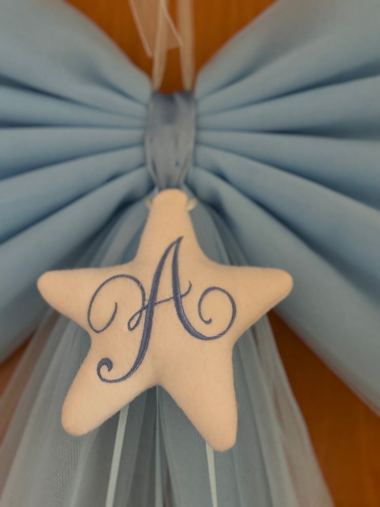 Fiocco nascita in tulle con iniziale
