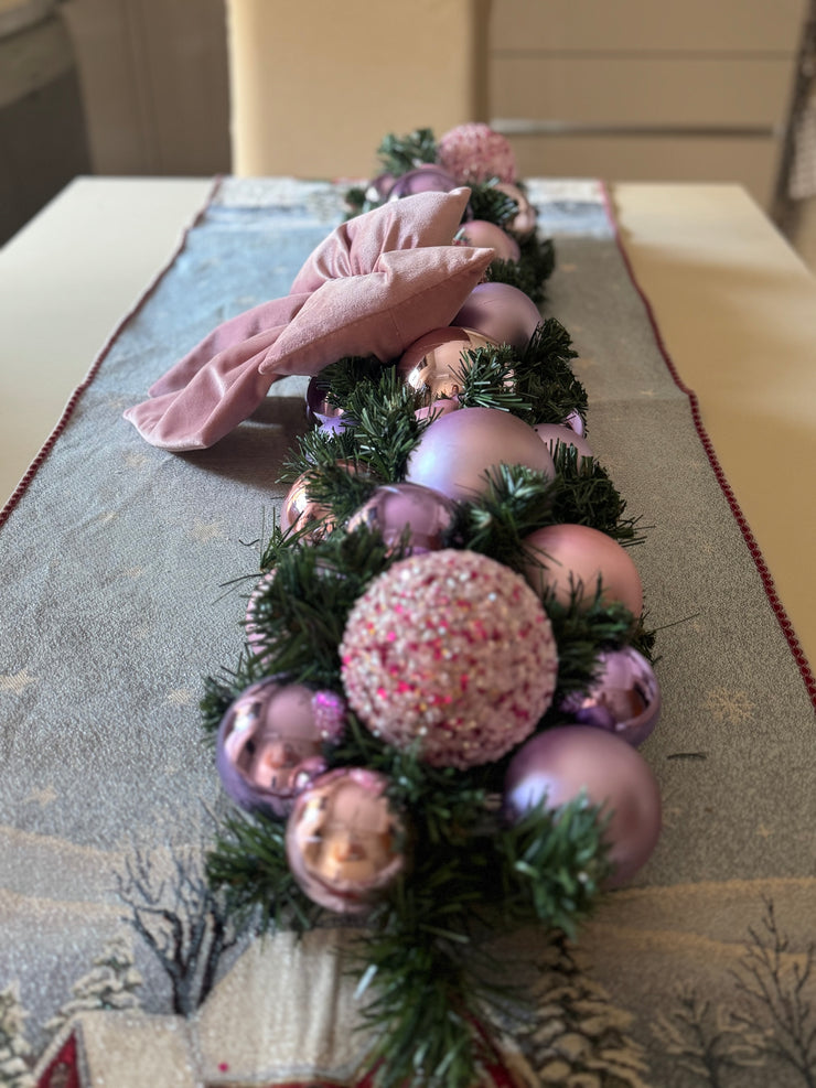 Tralcio Rosa e Glicine con Fiocco Rosa