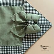 Runner centrotavola double face verde a quadretti bianchi