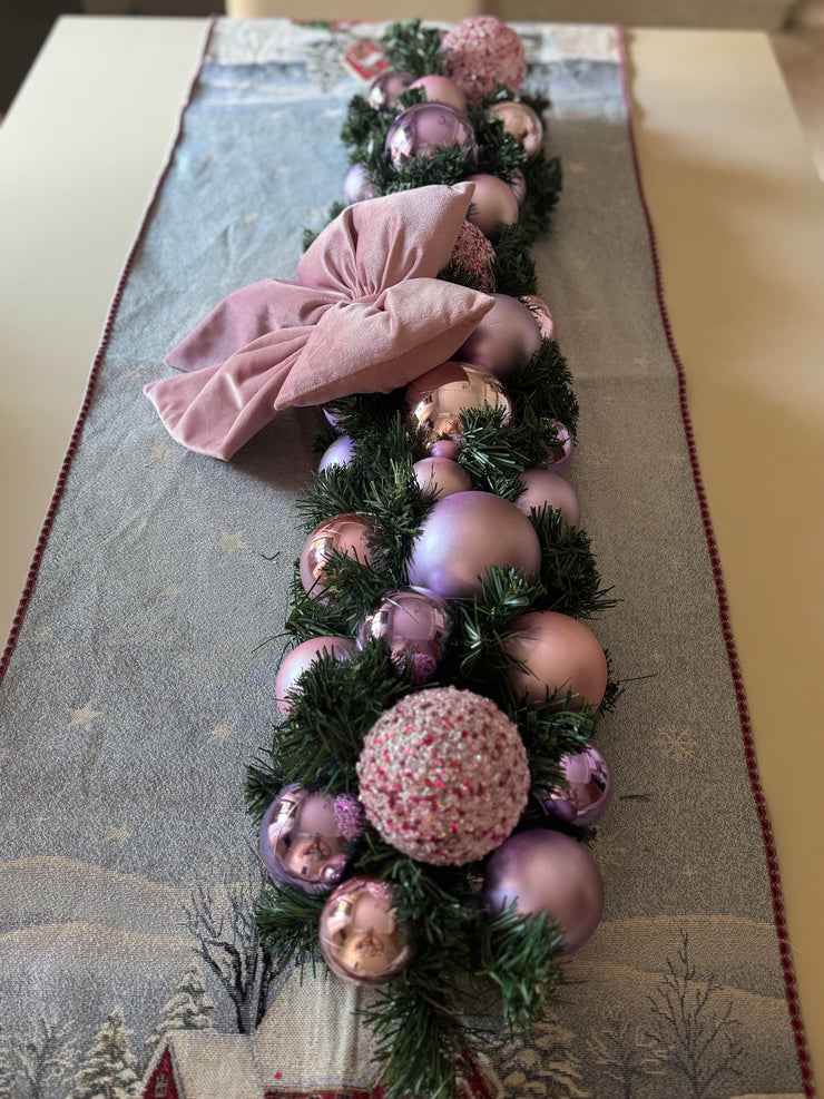 Tralcio Rosa e Glicine con Fiocco Rosa