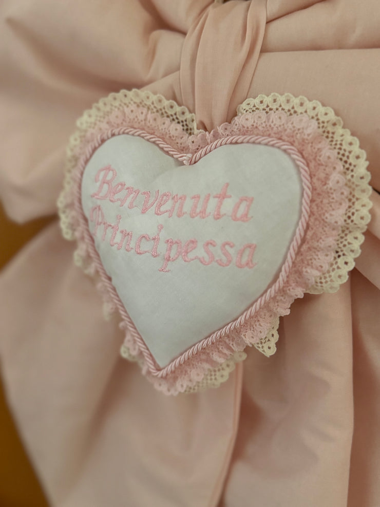 Fiocco nascita in cotone batista benvenuta principessa