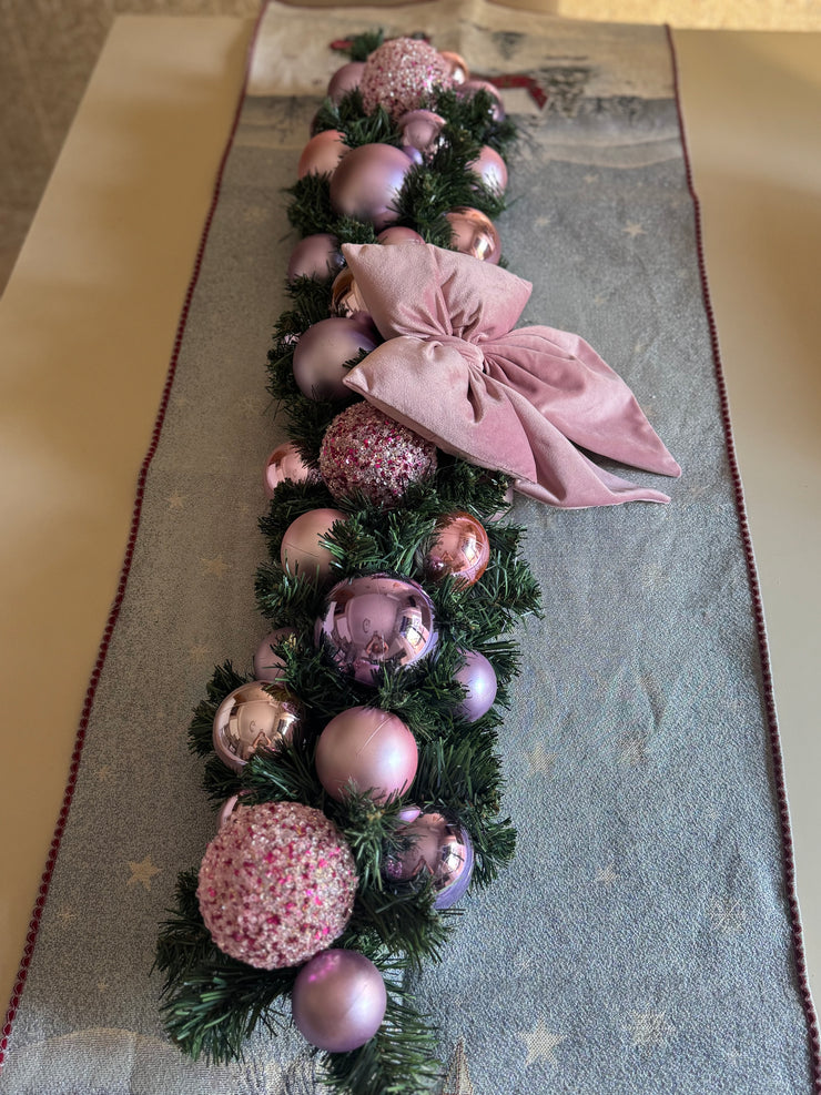 Tralcio Rosa e Glicine con Fiocco Rosa
