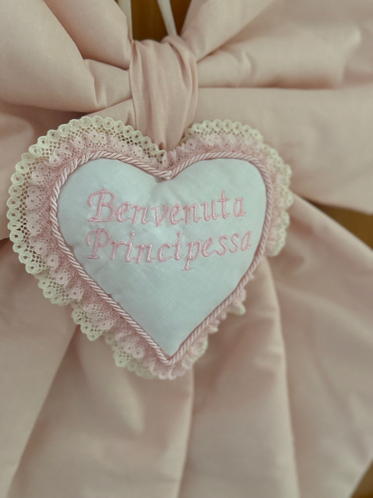 Fiocco nascita in cotone batista benvenuta principessa