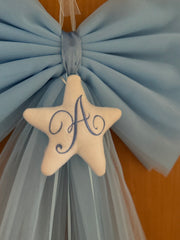Fiocco nascita in tulle con iniziale
