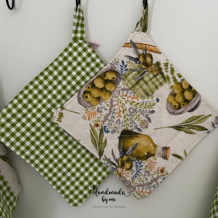 Set cucito per la cucina stampa olive