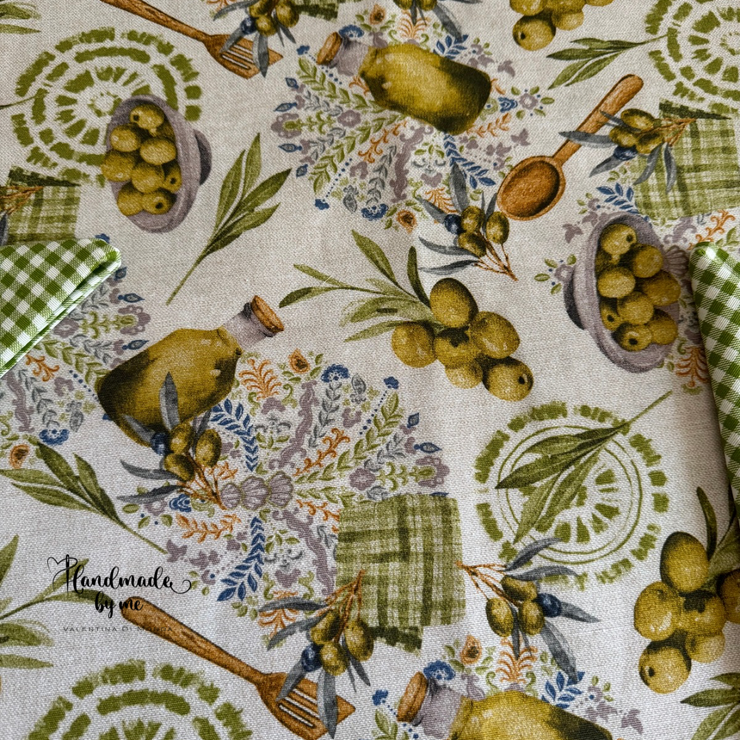 Set cucito per la cucina stampa olive