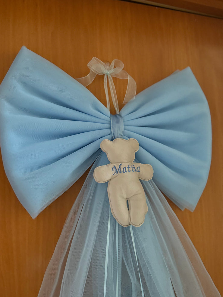 Fiocco nascita in tulle con teddy in velluto
